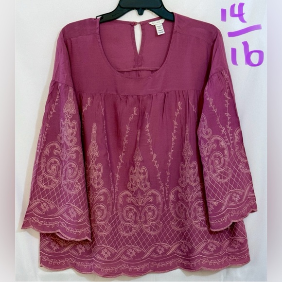 Cato Mauve Embroidered Blouse - Picture 1 of 2